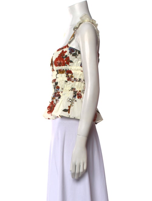 Brock Collection Floral Print Square Neckline Crop Top