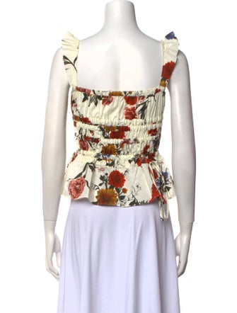 Brock Collection Floral Print Square Neckline Crop Top