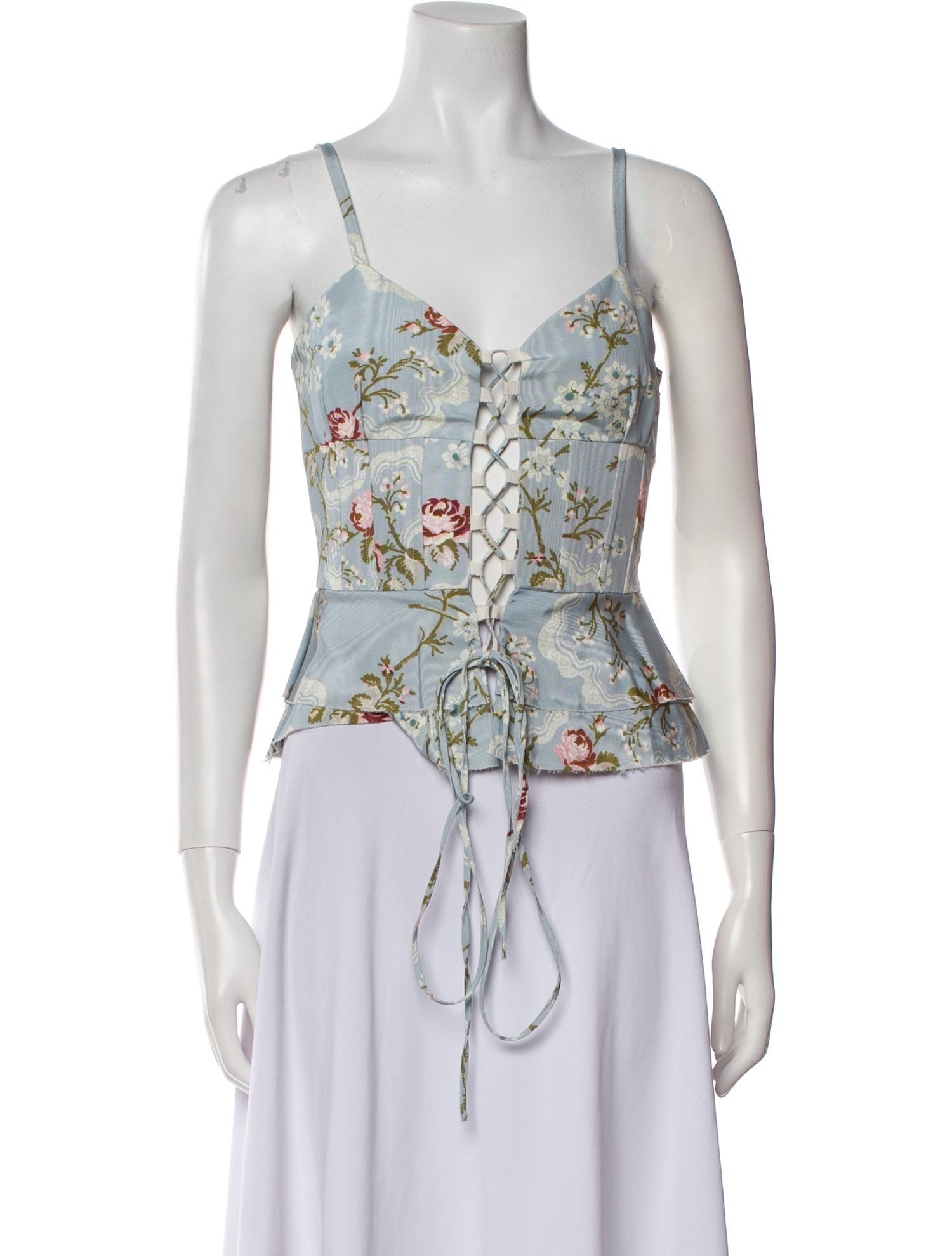 Brock Collection Floral Print V-Neck Crop Top