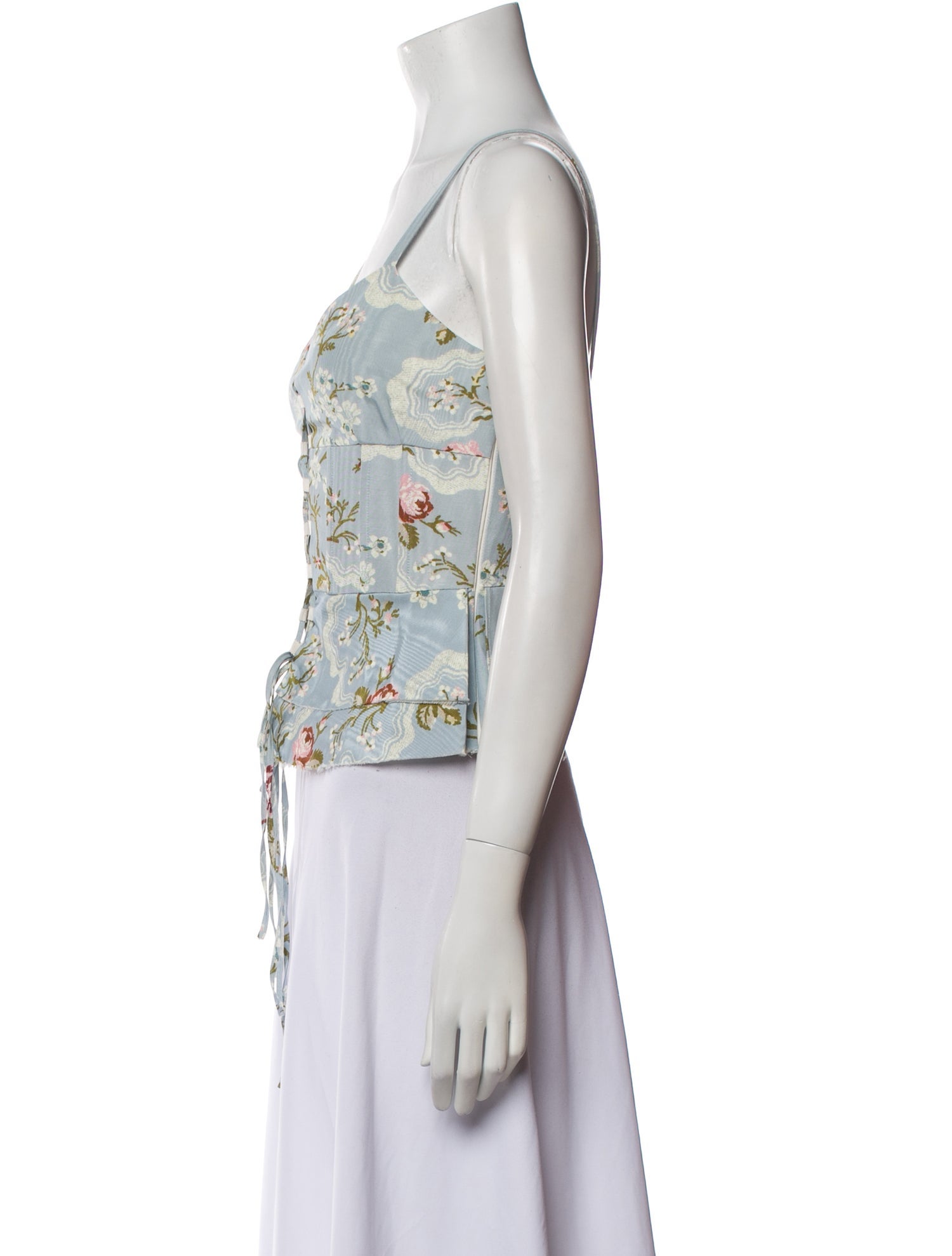 Brock Collection Floral Print V-Neck Crop Top