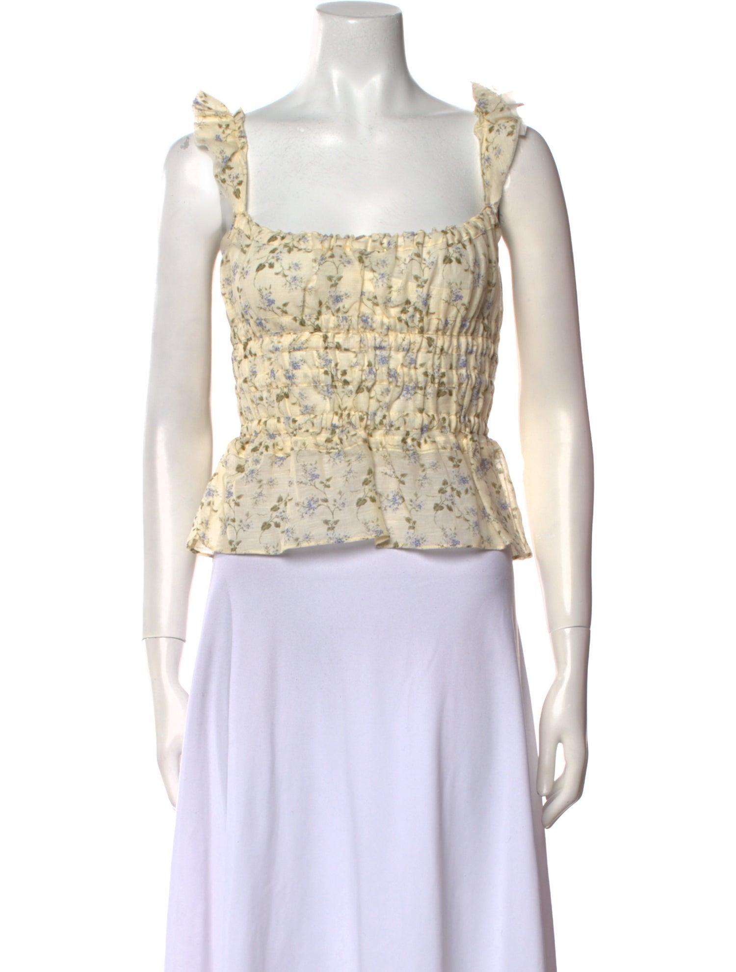 Brock Collection Linen Floral Print Crop Top