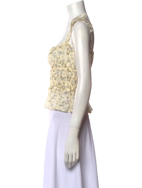 Brock Collection Linen Floral Print Crop Top