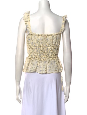 Brock Collection Linen Floral Print Crop Top