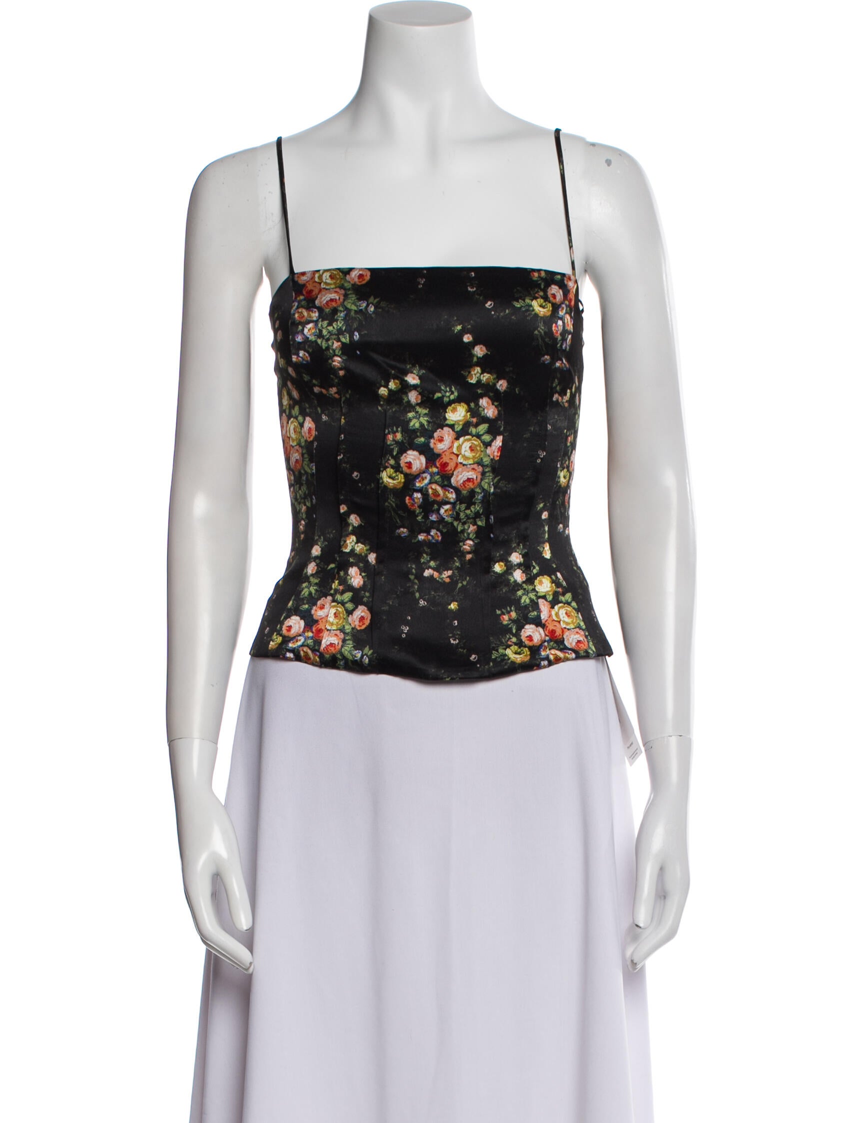 Brock Collection Silk Floral Print Crop Top