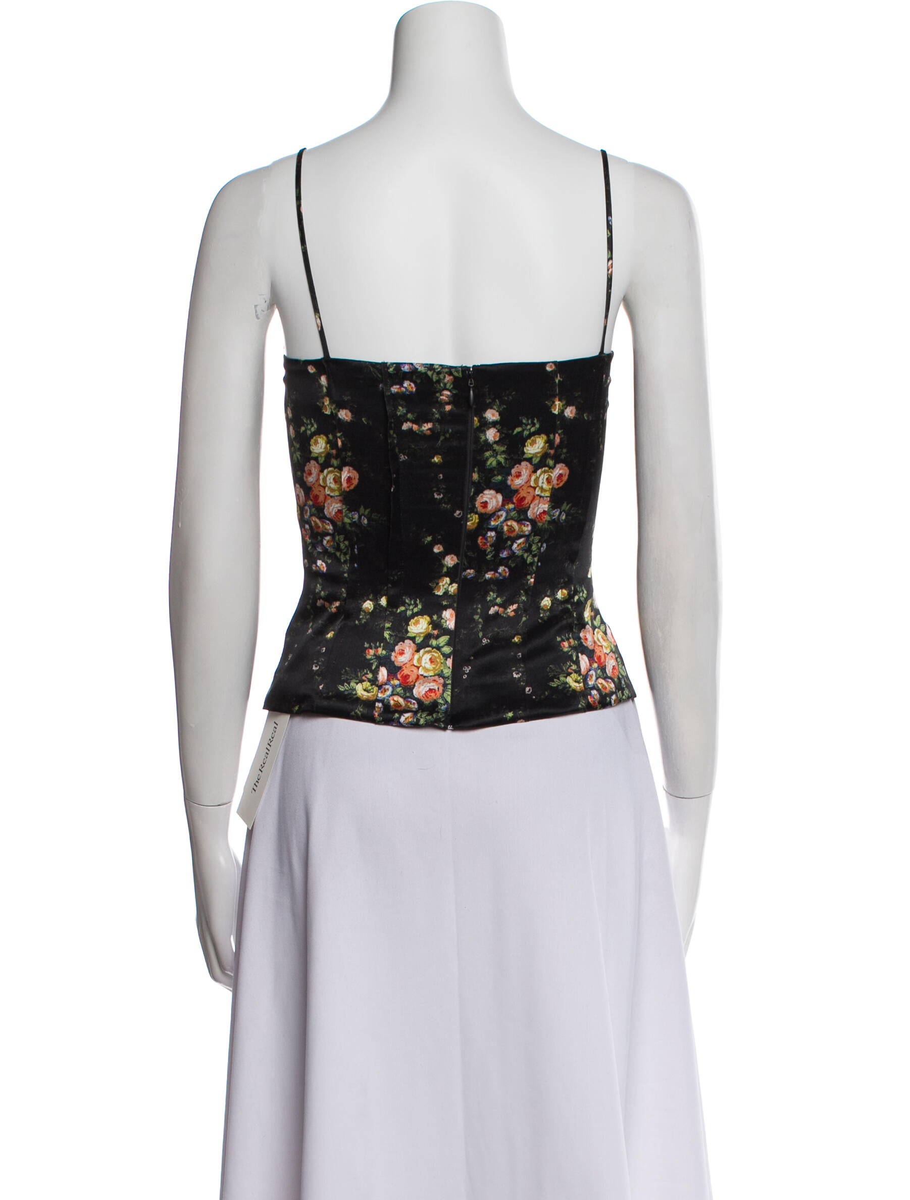 Brock Collection Silk Floral Print Crop Top