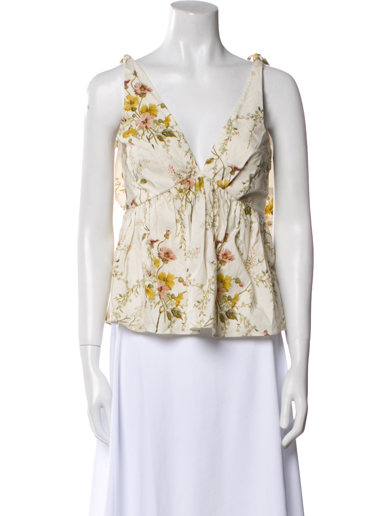 Brock Collection Floral Print V-Neck Crop Top