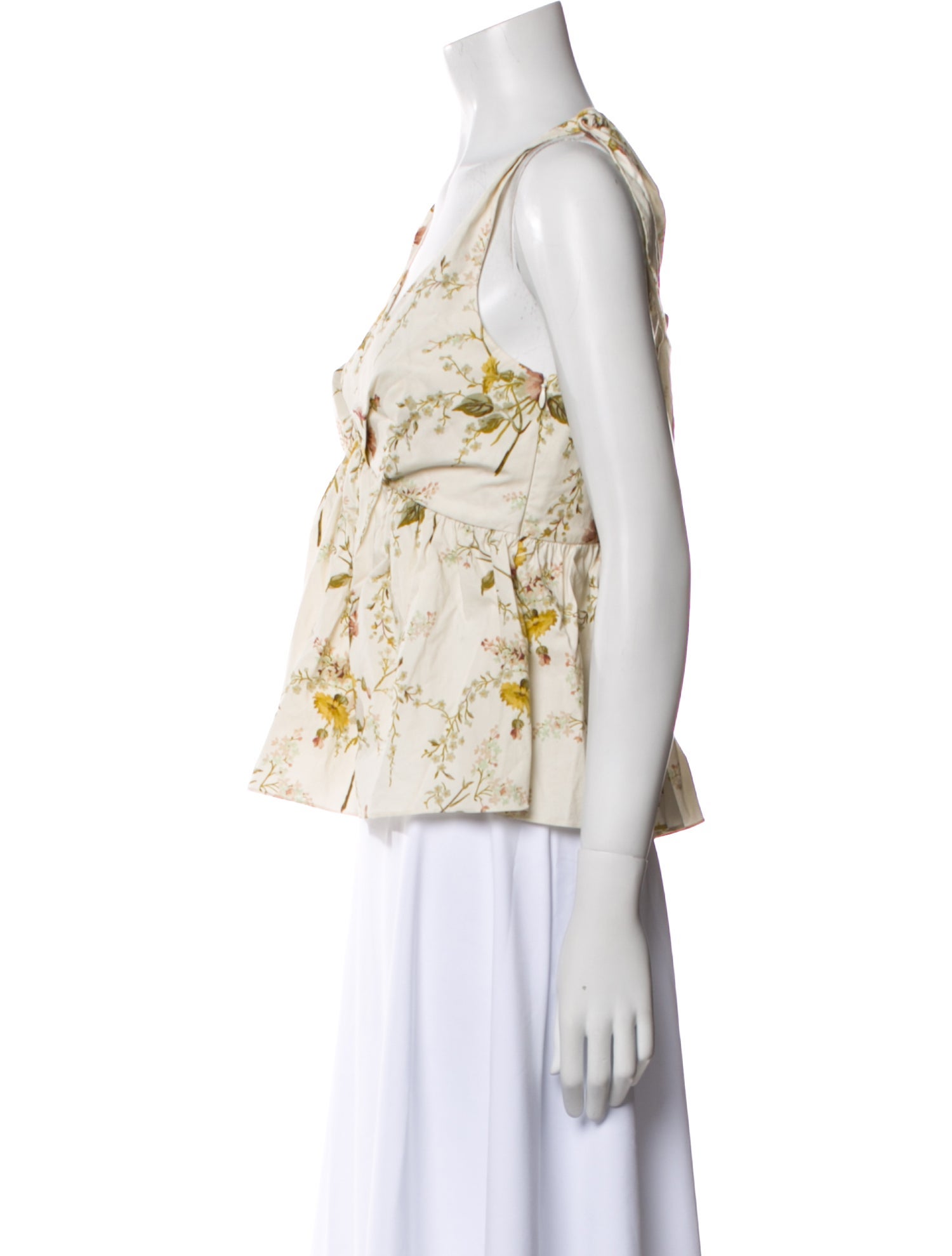 Brock Collection Floral Print V-Neck Crop Top