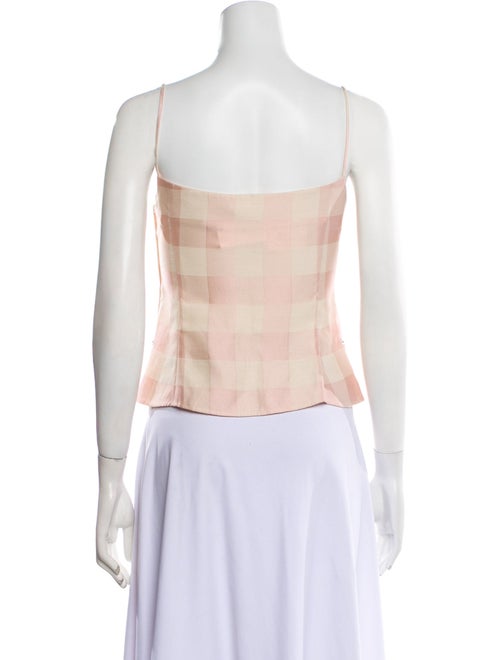 Brock Collection Plaid Print Square Neckline Crop Top