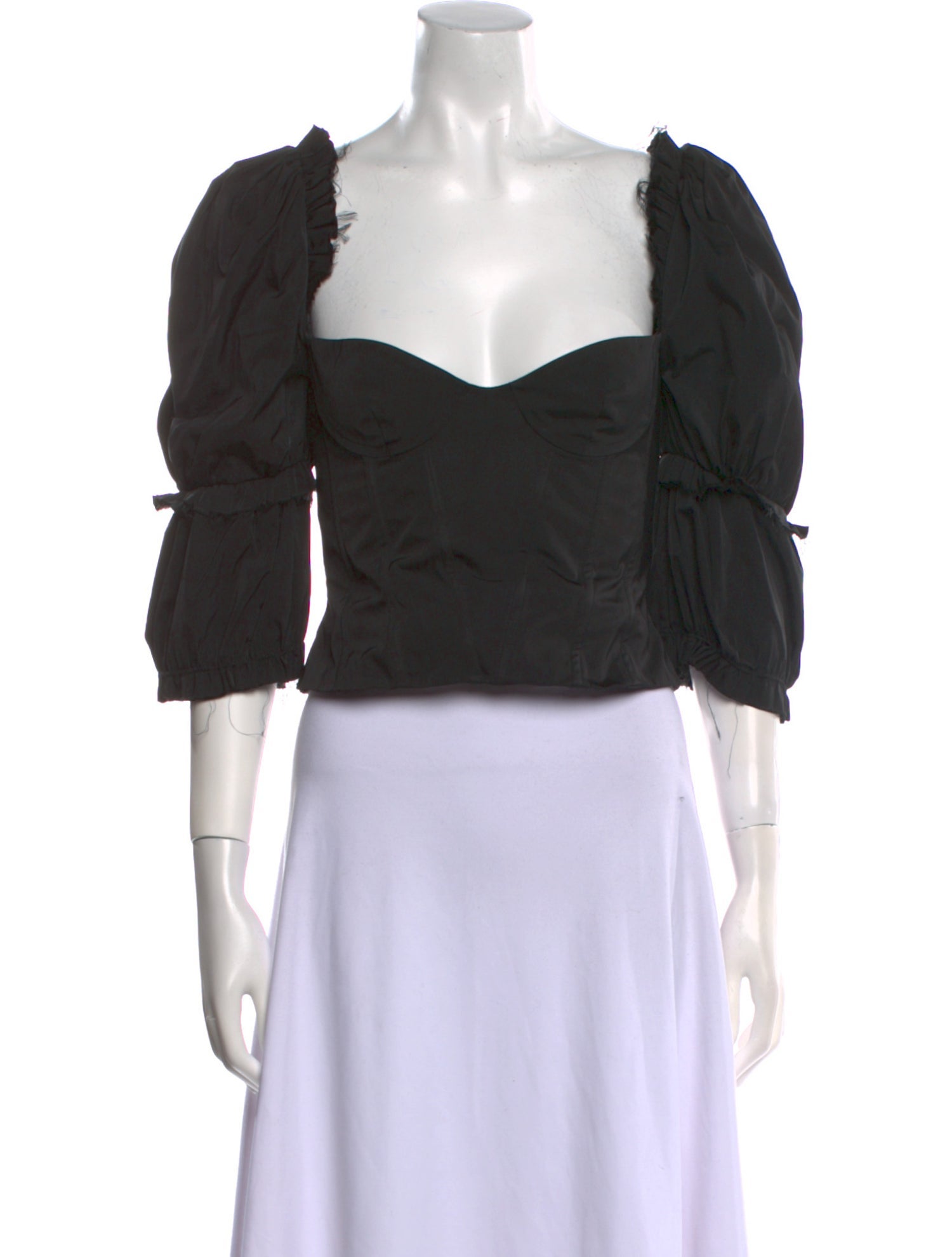 Brock Collection Square Neckline Three-Quarter Sleeve Crop Top