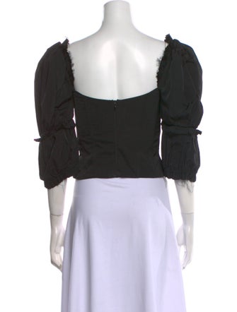 Brock Collection Square Neckline Three-Quarter Sleeve Crop Top