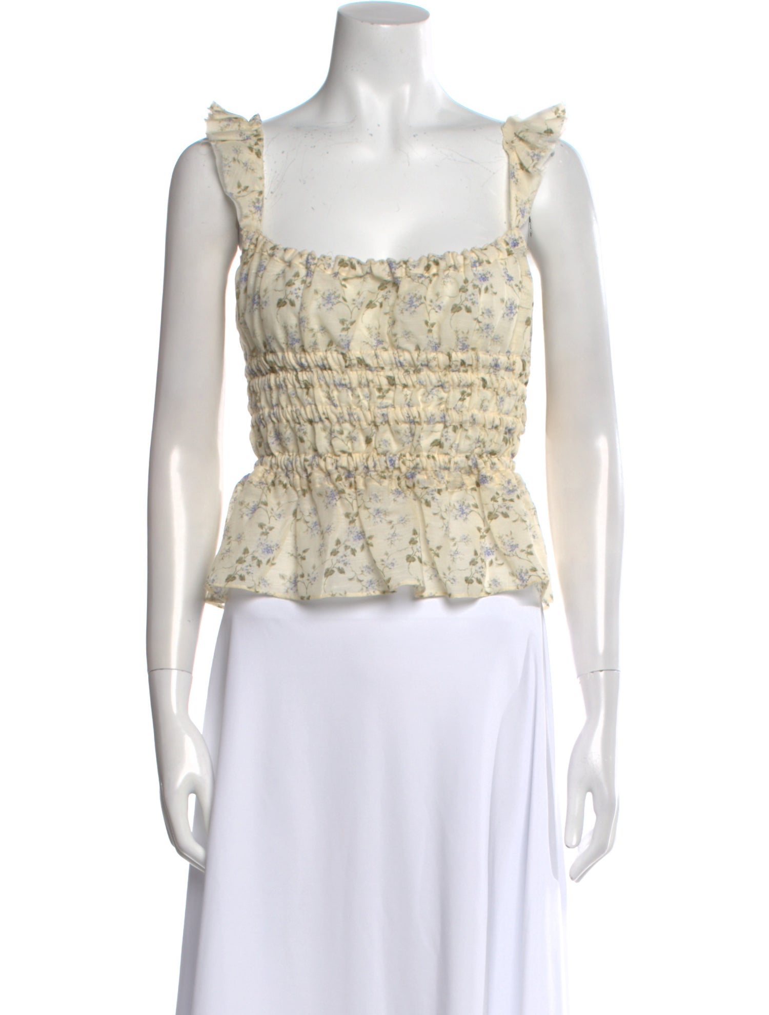 Brock Collection Floral Print Square Neckline Crop Top