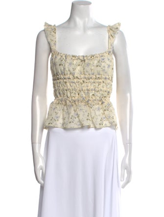 Brock Collection Floral Print Square Neckline Crop Top