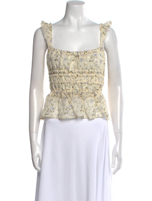 Brock Collection Floral Print Square Neckline Crop Top