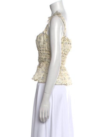 Brock Collection Floral Print Square Neckline Crop Top