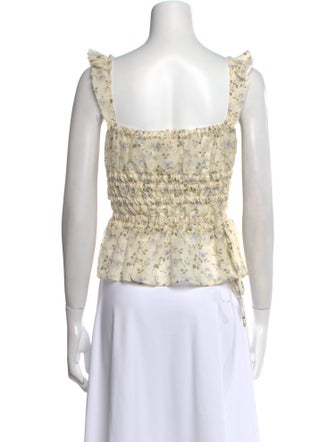 Brock Collection Floral Print Square Neckline Crop Top