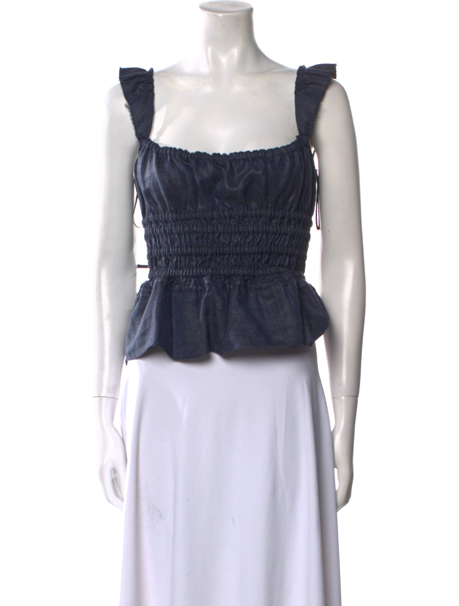 Brock Collection Linen Square Neckline Crop Top