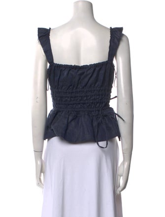 Brock Collection Linen Square Neckline Crop Top