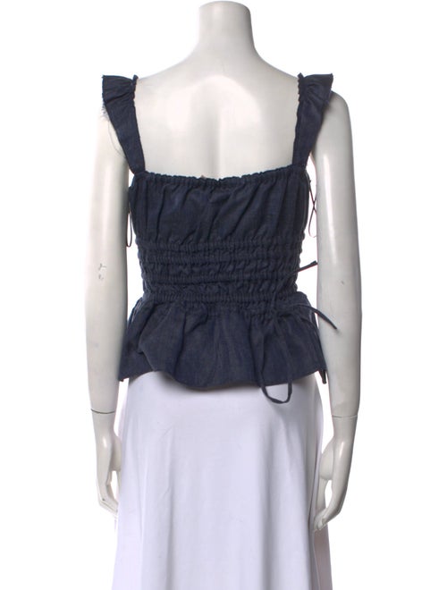 Brock Collection Linen Square Neckline Crop Top