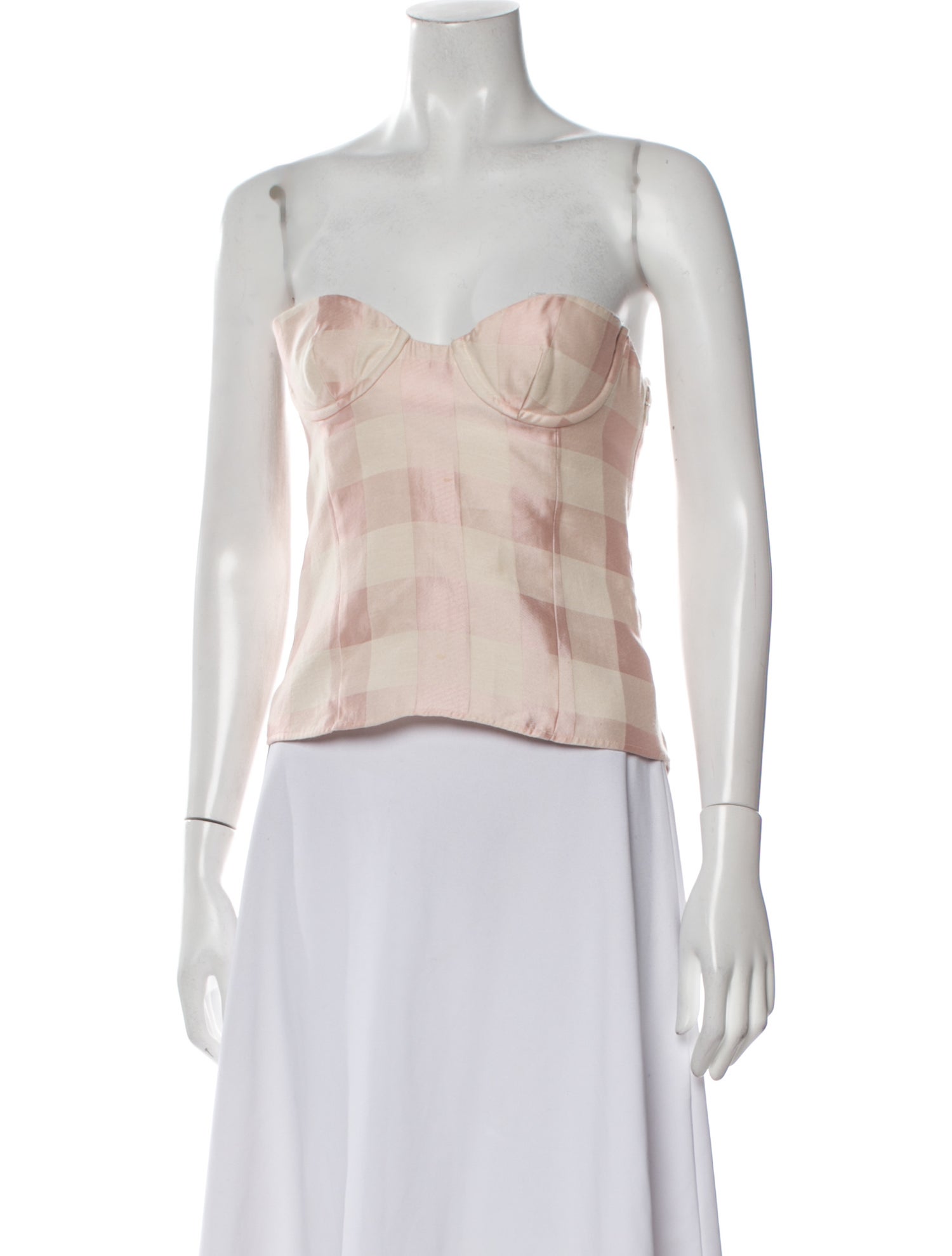 Brock Collection Plaid Print Strapless Crop Top