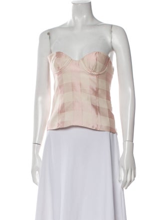 Brock Collection Plaid Print Strapless Crop Top