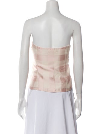 Brock Collection Plaid Print Strapless Crop Top