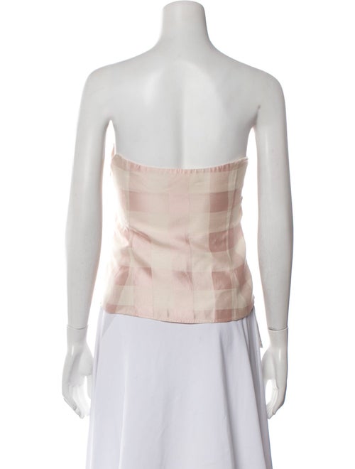 Brock Collection Plaid Print Strapless Crop Top