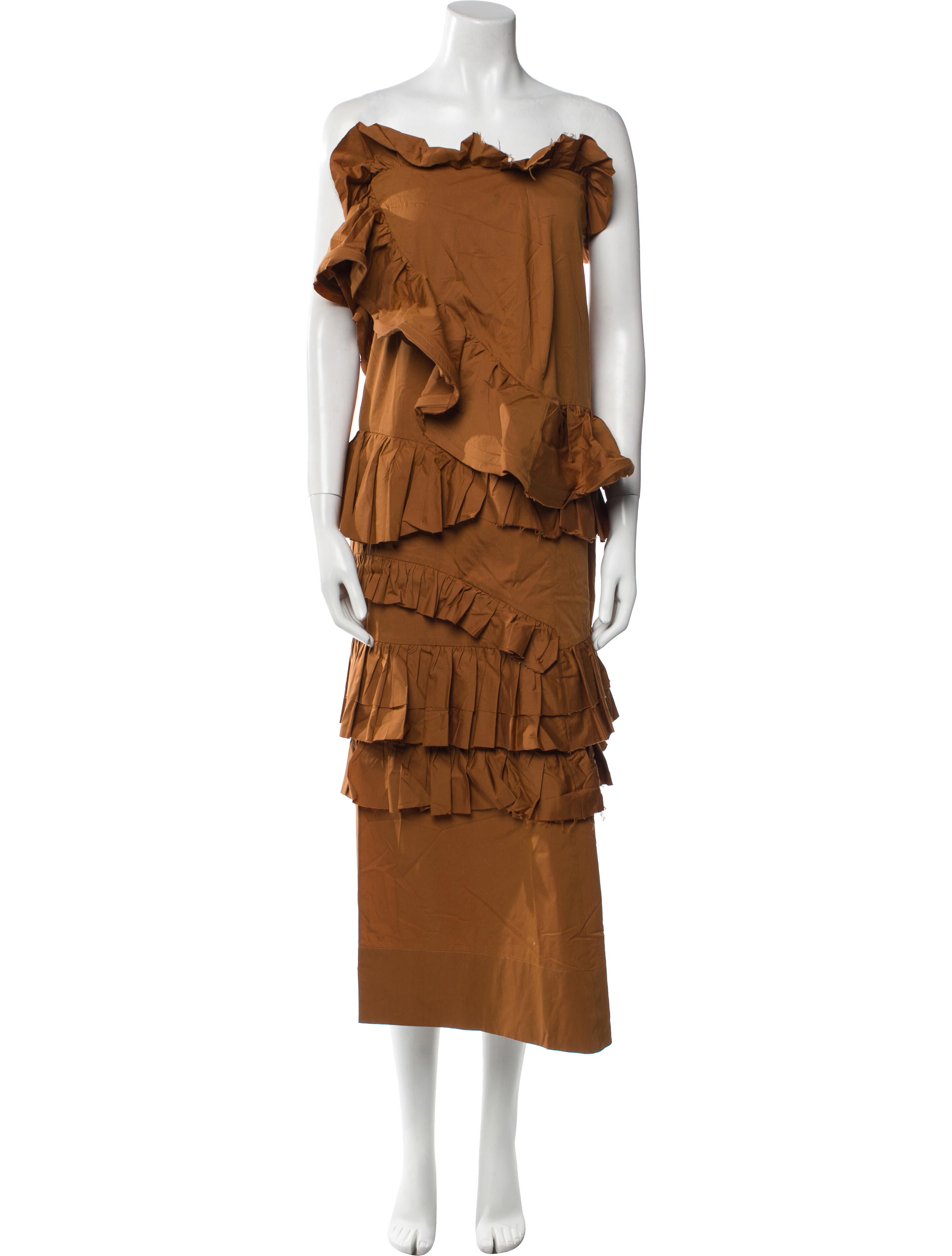 Brock Collection Off-The-Shoulder Midi Length Dress