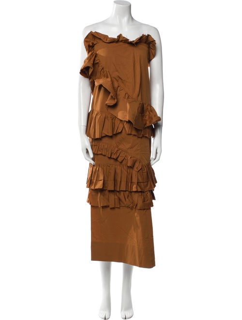 Brock Collection Off-The-Shoulder Midi Length Dress