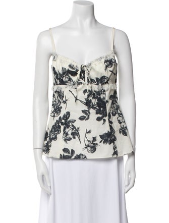 Brock Collection Floral Print Square Neckline Top