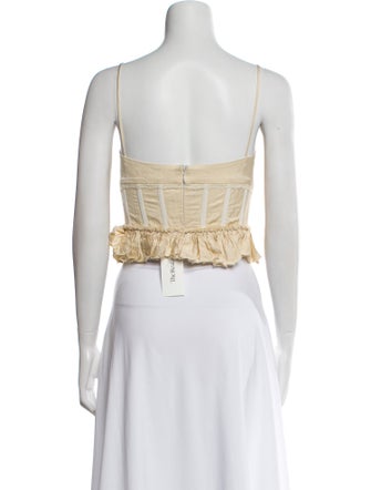 Brock Collection Lace Pattern Square Neckline Crop Top