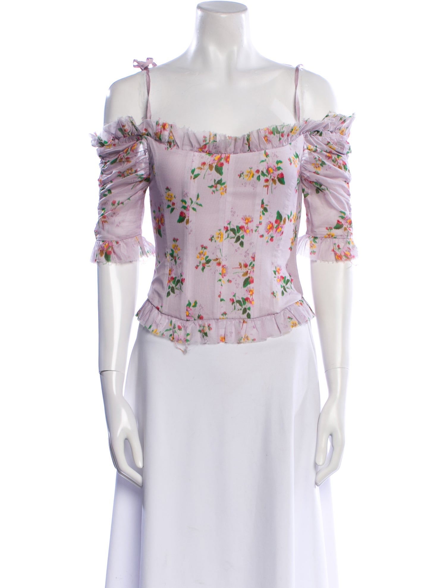 Brock Collection Floral Print Square Neckline Crop Top