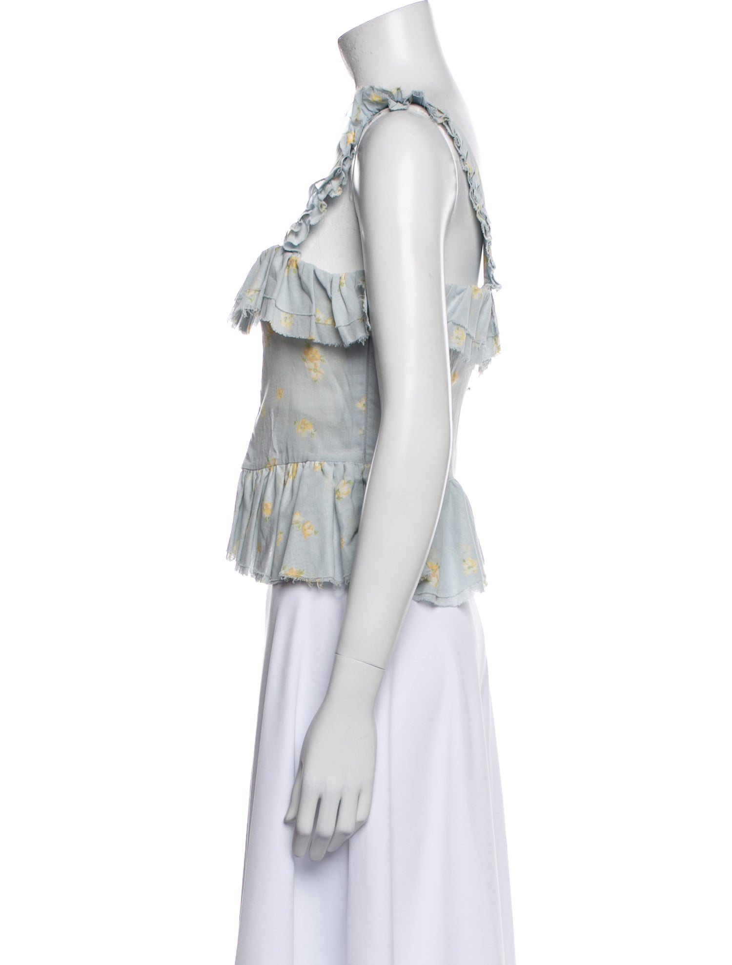 Brock Collection Floral Print Square Neckline Crop Top