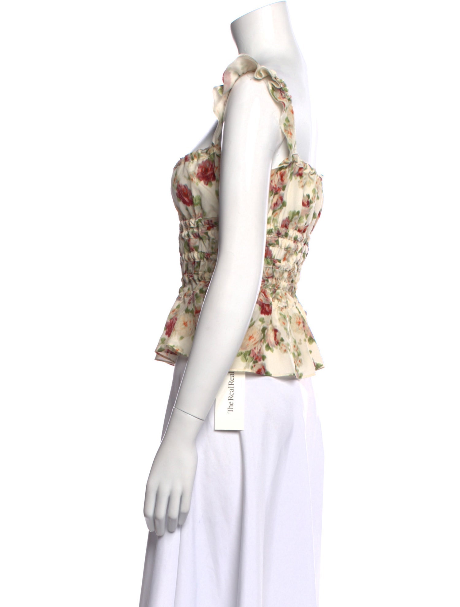 Brock Collection Floral Print Square Neckline Crop Top