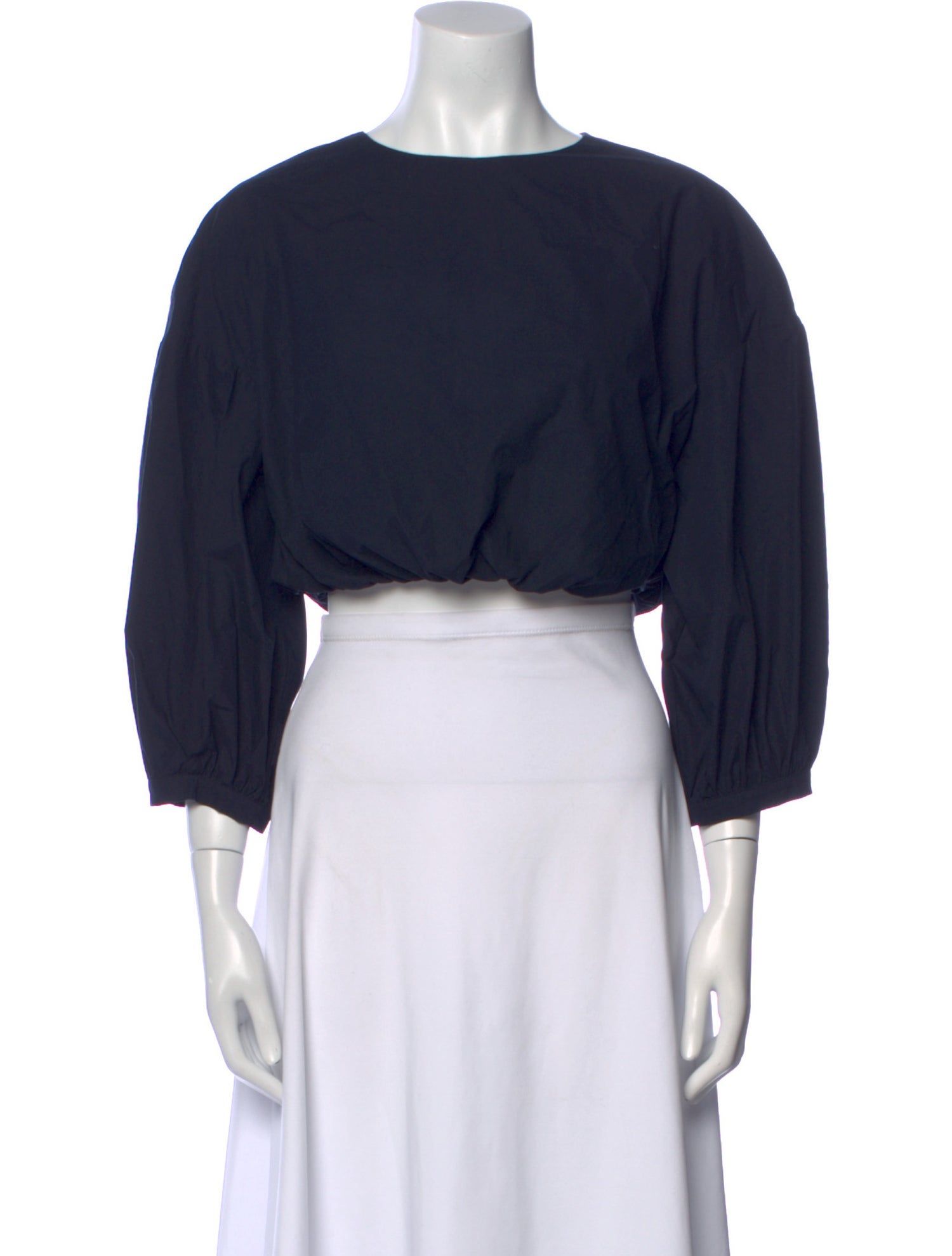 Brock Collection Bateau Neckline Three-Quarter Sleeve Crop Top