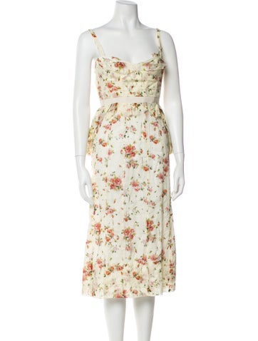 Pre-owned Brock Collection Floral Print Long Dress In Neutral