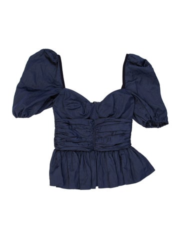 Pre-owned Brock Collection Square Neckline Long Sleeve Top In Blue