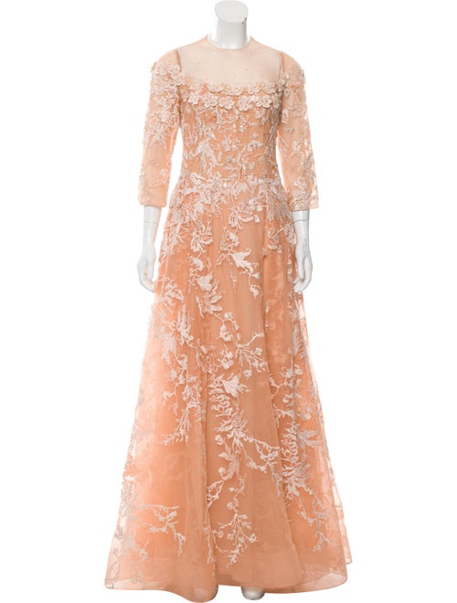 Tony Ward Embroidered Evening Gown red