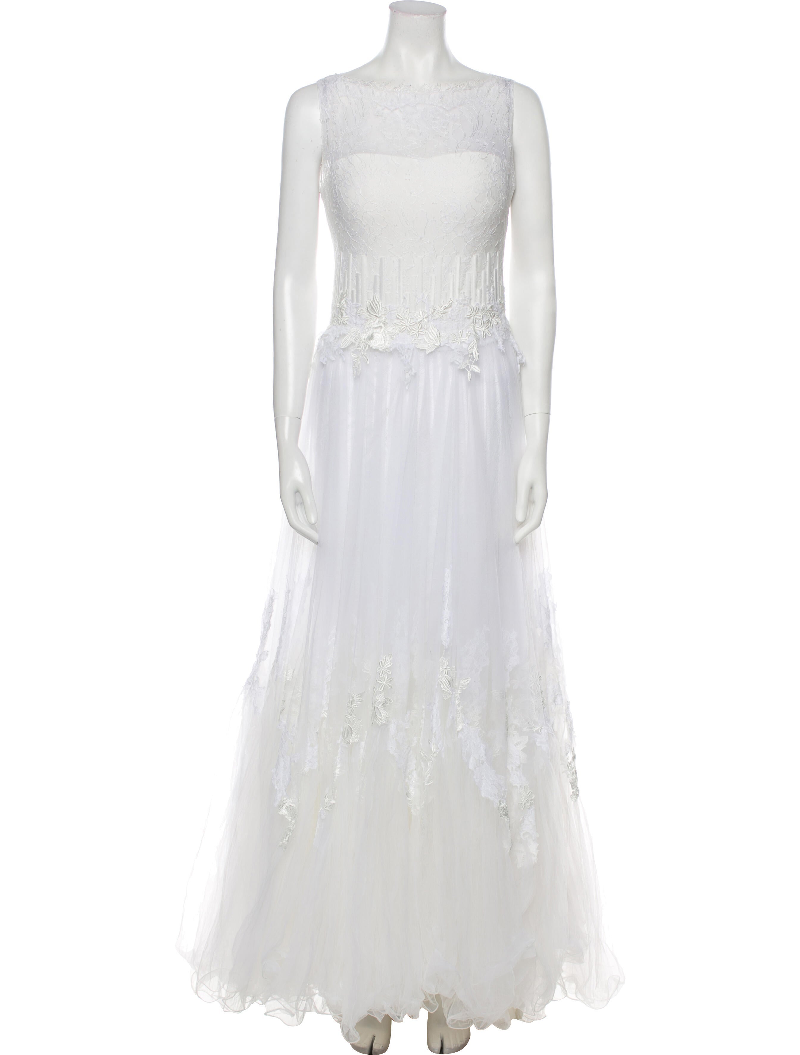 Tony Ward Bateau Neckline Long Dress