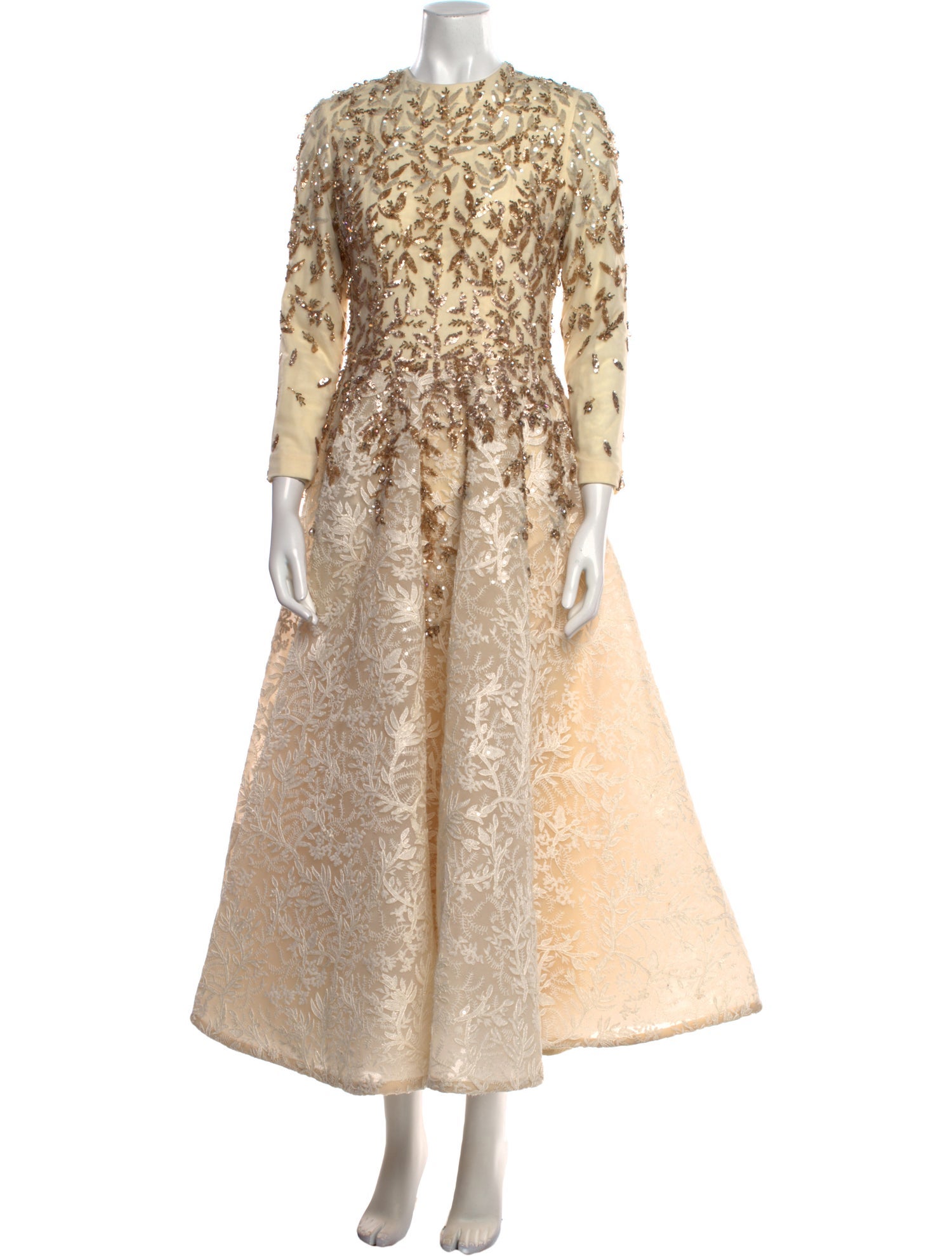 Tony Ward Lace Pattern Long Dress