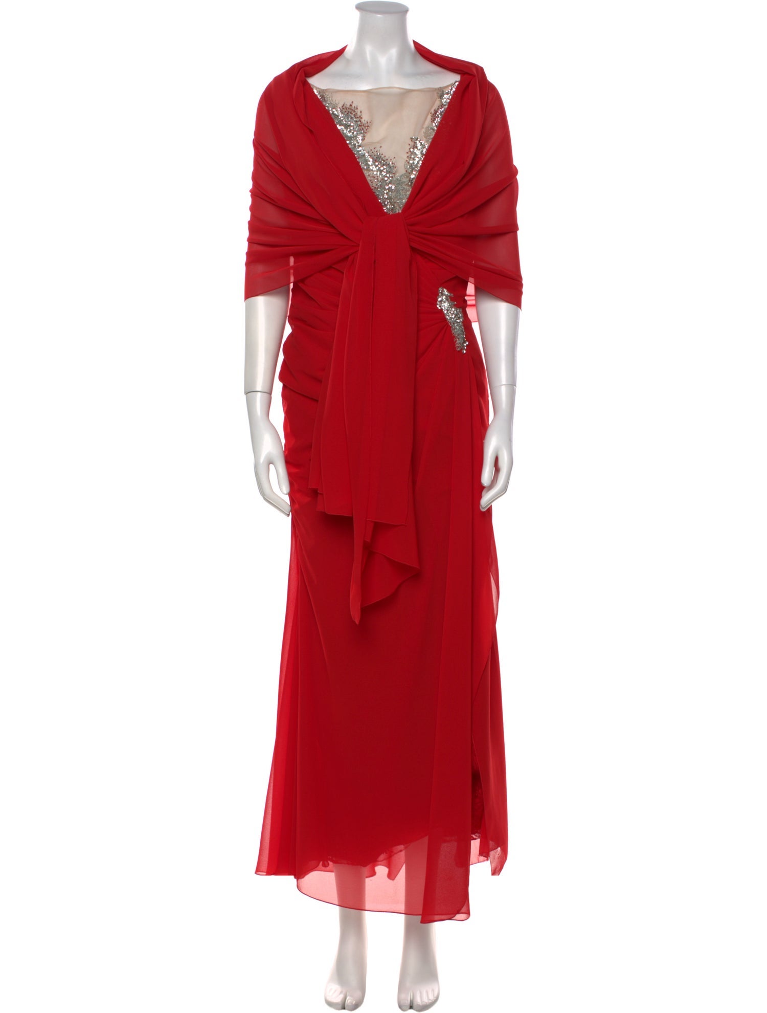 Tony Ward V-Neck Long Dress