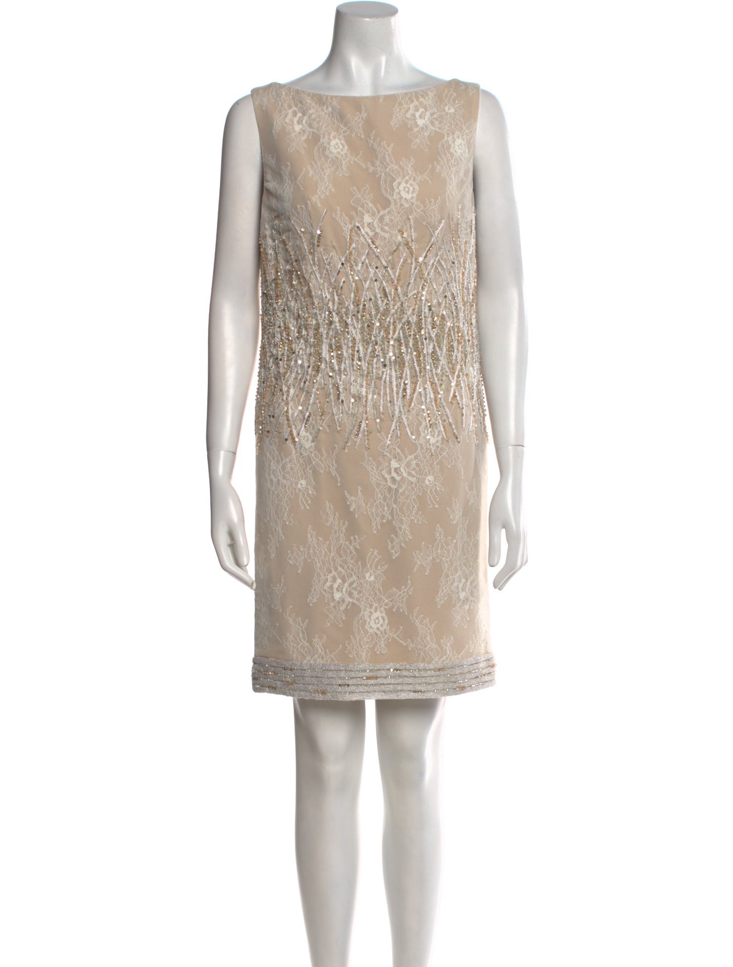 Tony Ward Bateau Neckline Mini Dress