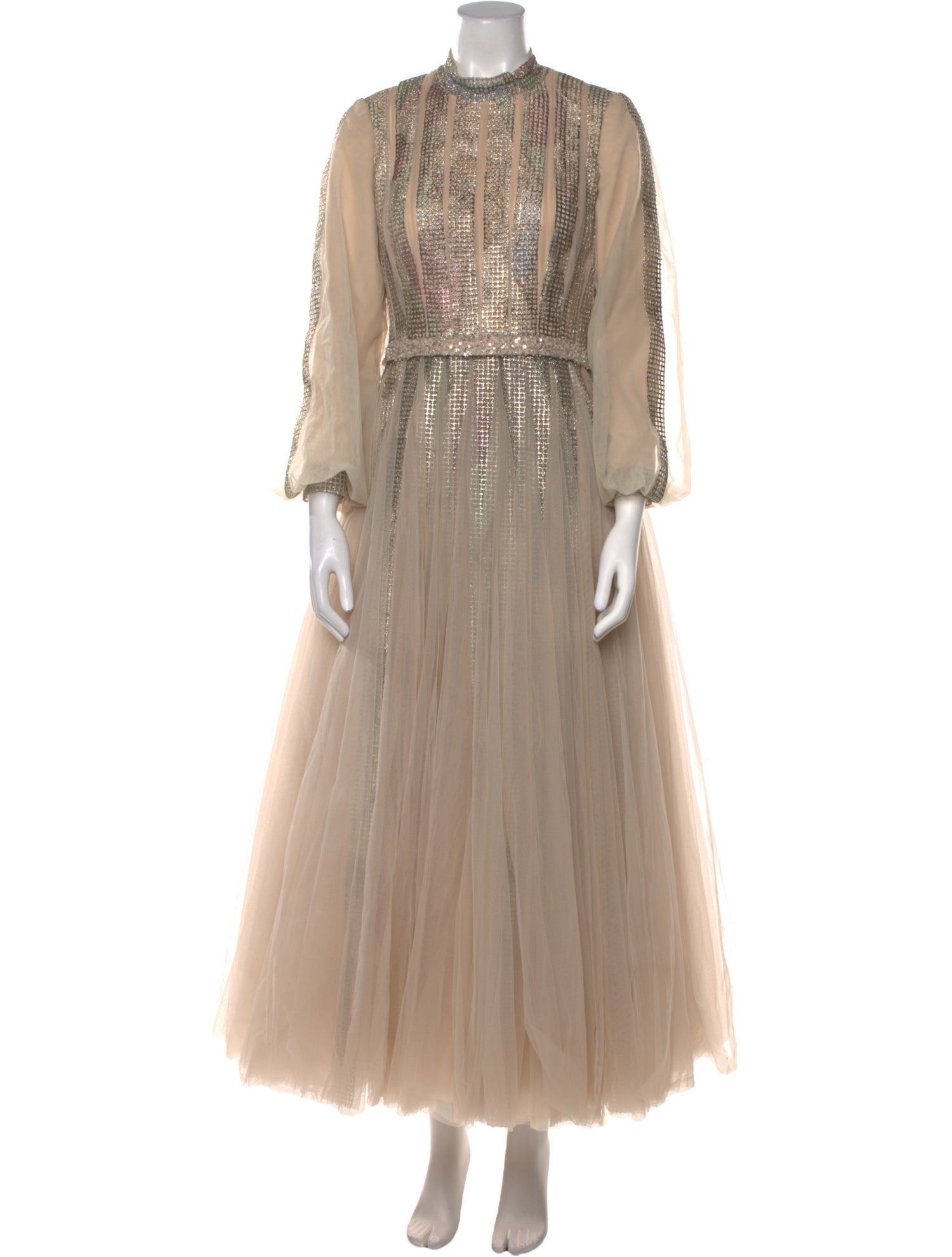 Tony Ward Mock Neck Long Dress