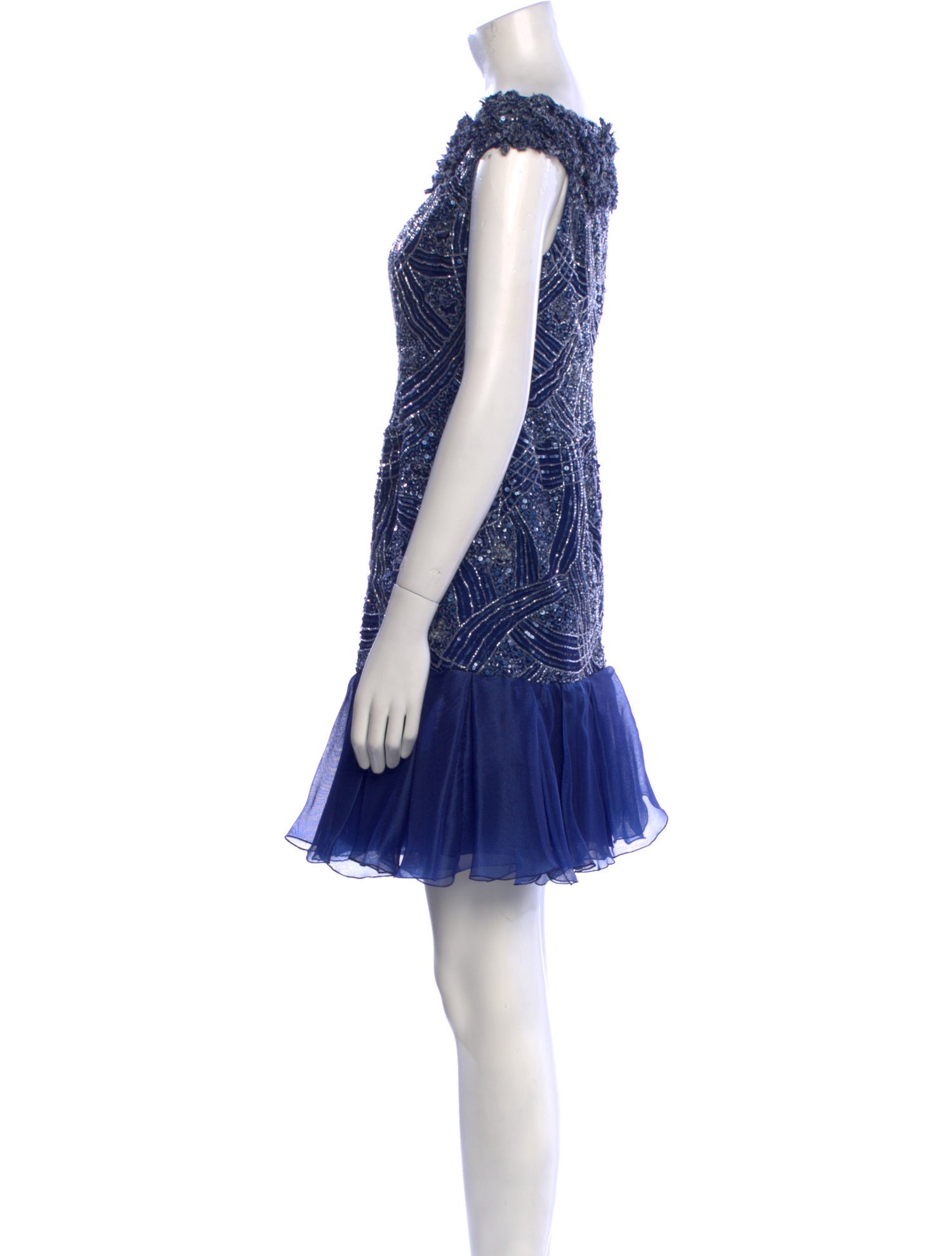 Tony Ward Bateau Neckline Mini Dress