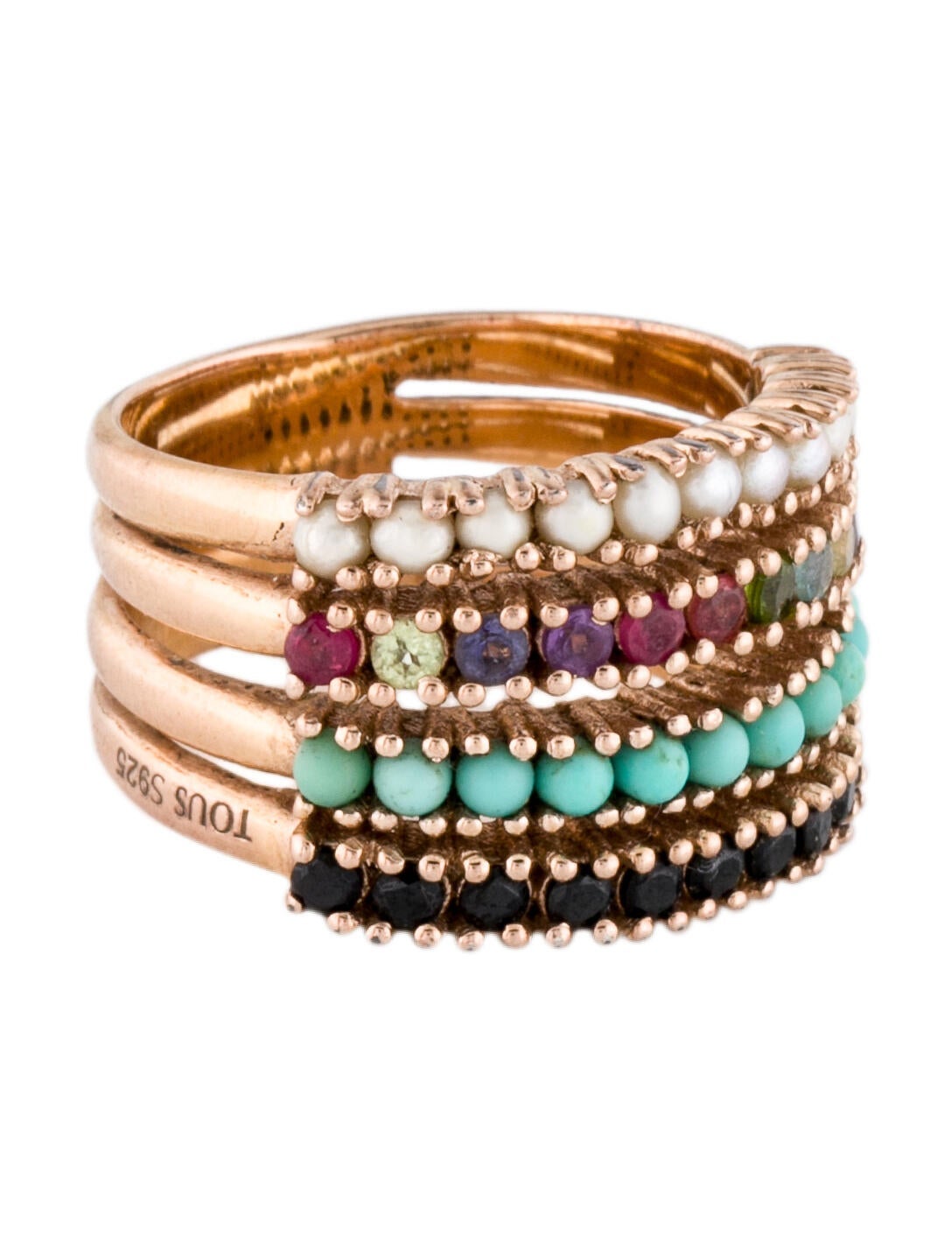 Taous Rings Tous Pearl & Multistone Ring - Band, Rings - TOU21082 | The RealReal