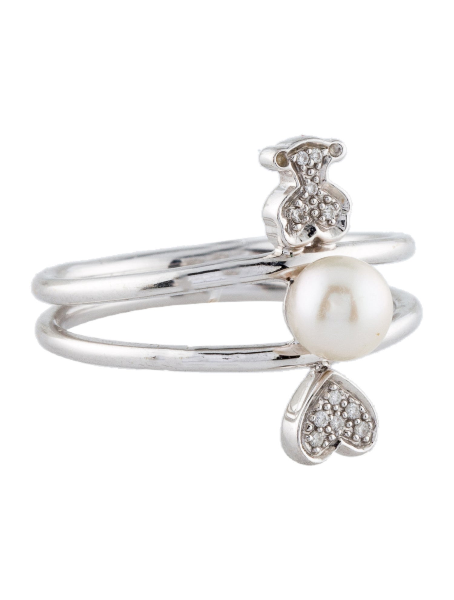 Tous 18K Pearl Diamond Cocktail Ring - Rhodium-Plated 18K White Gold ...