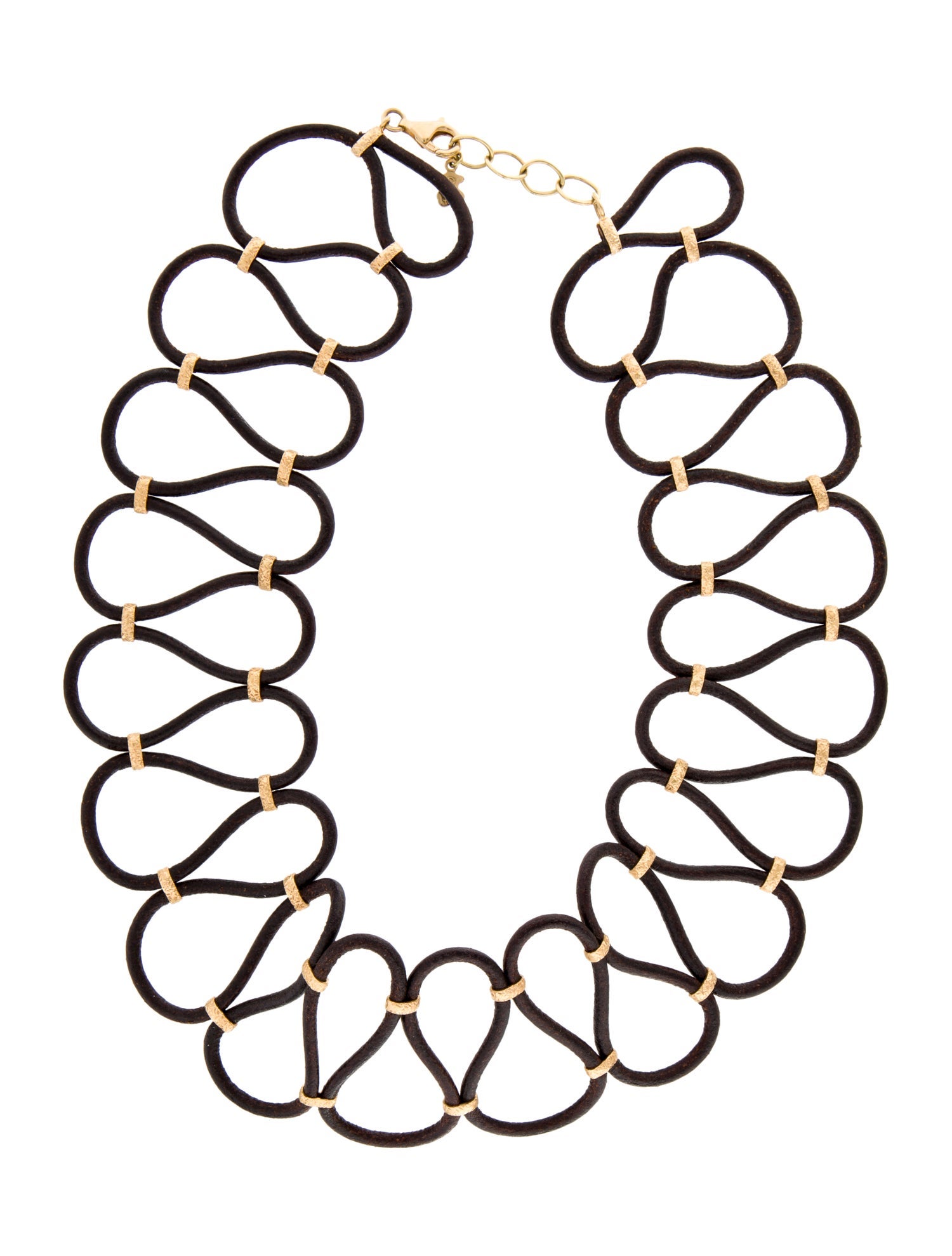 Tous 18K Leather Lattice Collar Necklace