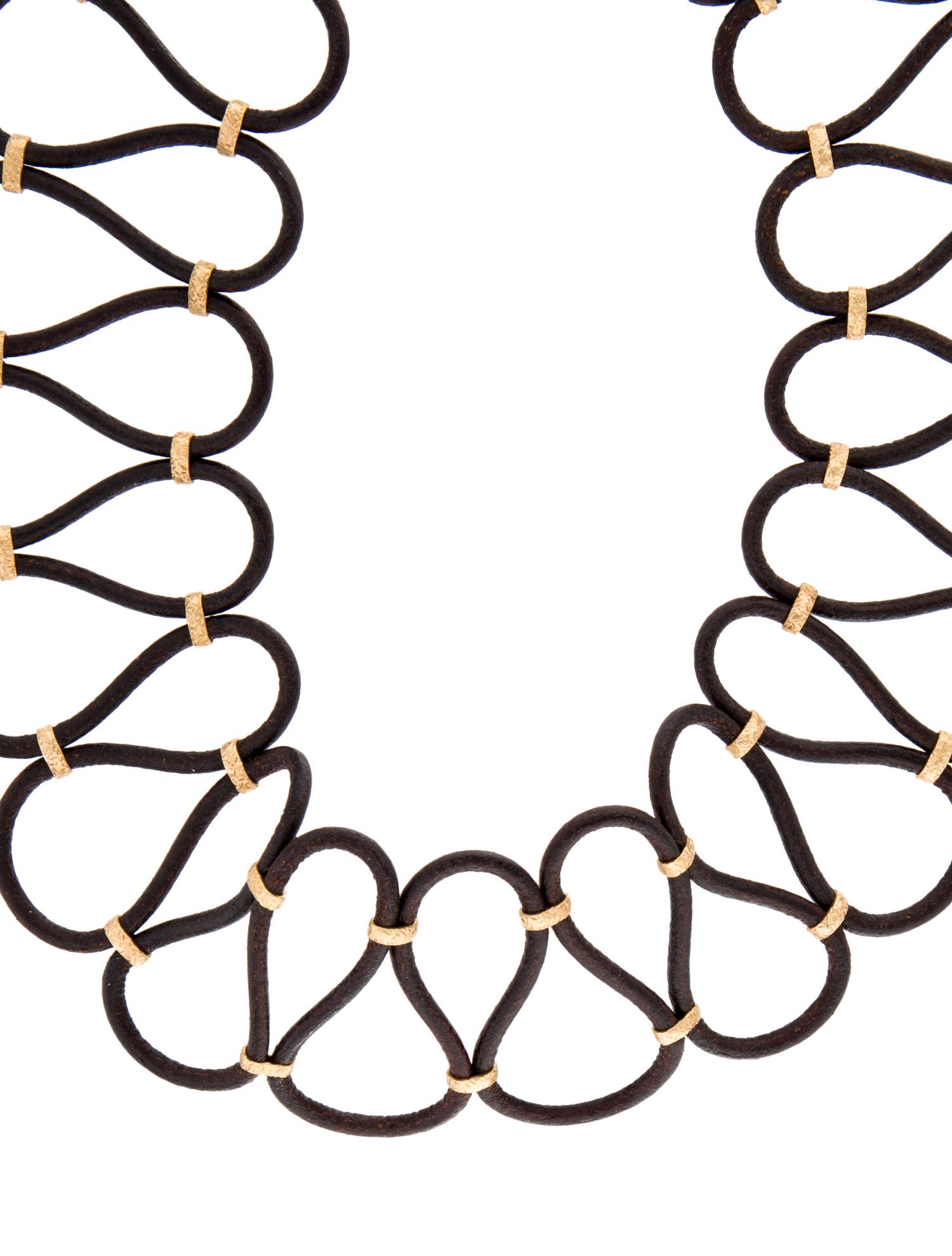 Tous 18K Leather Lattice Collar Necklace