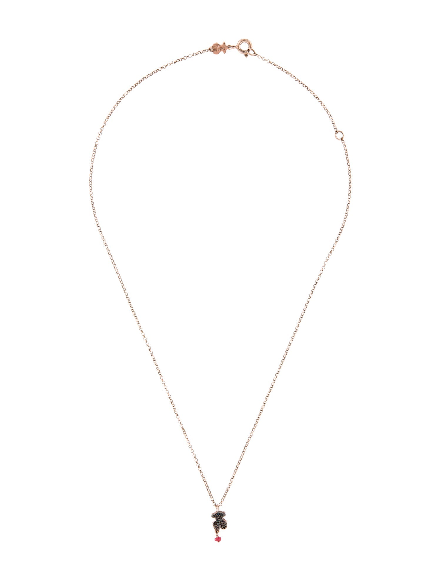 Tous Glass Filled Ruby & Spinel Bear Pendant Necklace