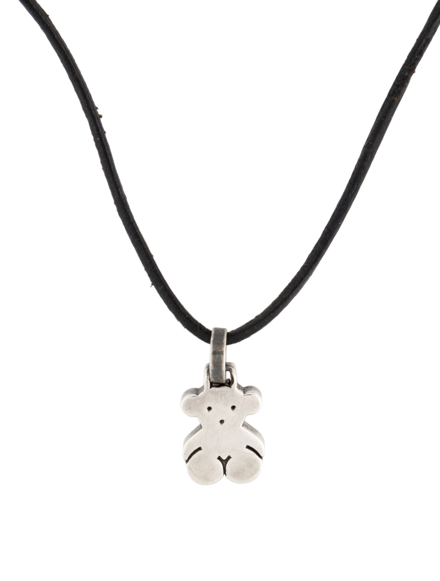 Tous Leather Teddy Bear Pendant Necklace