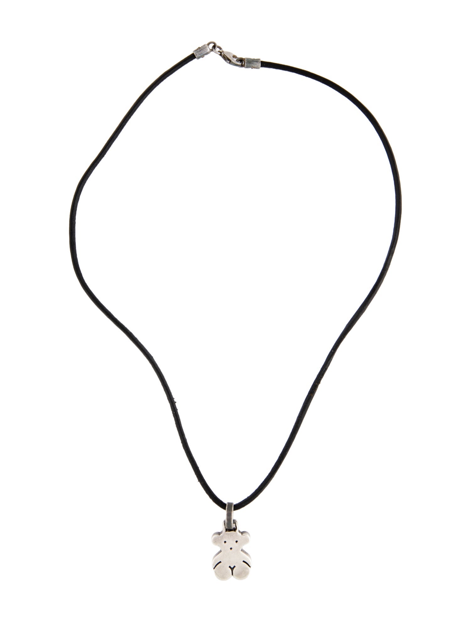 Tous Leather Teddy Bear Pendant Necklace